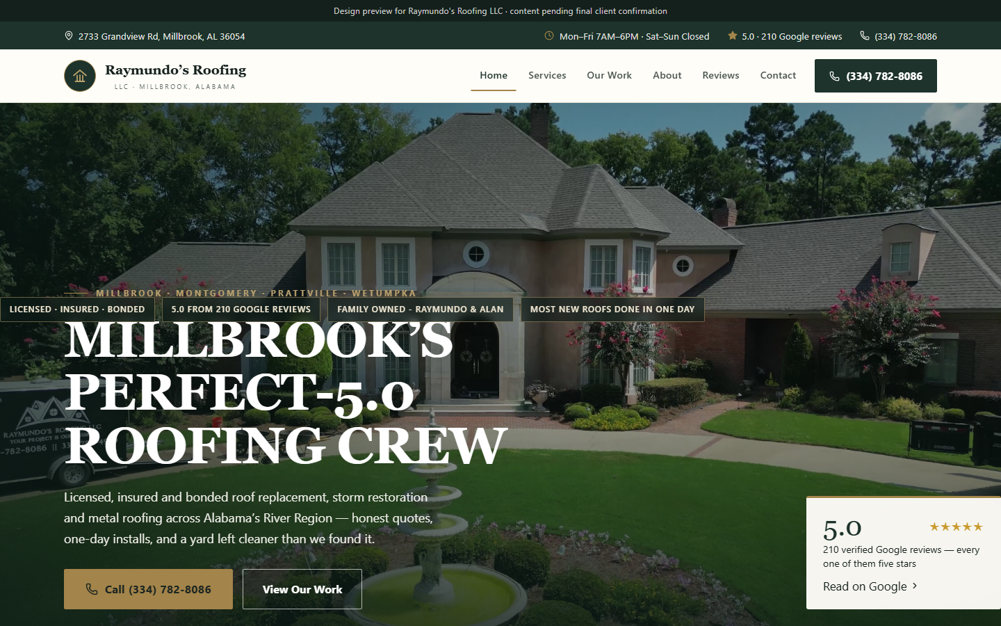 Field Roof website homepage preview
